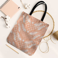 Apricot Mermaid Puakenikeni Maile Lei Tote Bag LT01 Black Strap One Size Apricot - Polynesian Pride