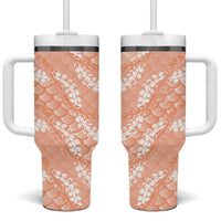 Apricot Mermaid Puakenikeni Maile Lei Tumbler With Handle LT01 One Size: 40 oz Apricot - Polynesian Pride
