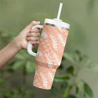 Apricot Mermaid Puakenikeni Maile Lei Tumbler With Handle LT01 - Polynesian Pride