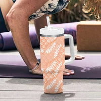 Apricot Mermaid Puakenikeni Maile Lei Tumbler With Handle LT01 - Polynesian Pride