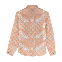 Apricot Mermaid Puakenikeni Maile Lei Women Casual Shirt