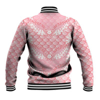 Soft Pink Mermaid Puakenikeni Maile Lei Baseball Jacket LT01 - Polynesian Pride