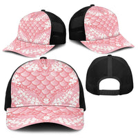 Soft Pink Mermaid Puakenikeni Maile Lei Baseball Net Cap LT01 - Polynesian Pride