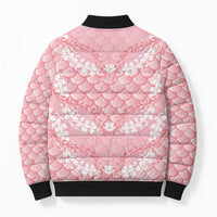 Soft Pink Mermaid Puakenikeni Maile Lei Bomber Puffer Jacket LT01 - Polynesian Pride