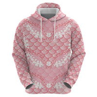 Soft Pink Mermaid Puakenikeni Maile Lei Hoodie LT01 - Polynesian Pride