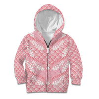 Soft Pink Mermaid Puakenikeni Maile Lei Kid Hoodie LT01 Zip Hoodie Pink - Polynesian Pride