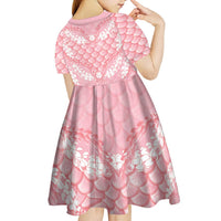Soft Pink Mermaid Puakenikeni Maile Lei Kid Short Sleeve Dress LT01 - Polynesian Pride