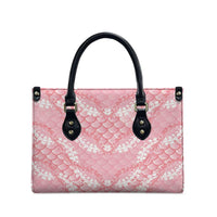 Soft Pink Mermaid Puakenikeni Maile Lei Leather Bag LT01 - Polynesian Pride