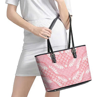 Soft Pink Mermaid Puakenikeni Maile Lei Leather Tote Bag LT01 - Polynesian Pride