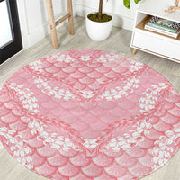 Soft Pink Mermaid Puakenikeni Maile Lei Round Carpet LT01 Pink - Polynesian Pride