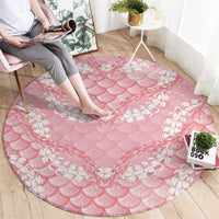 Soft Pink Mermaid Puakenikeni Maile Lei Round Carpet LT01 - Polynesian Pride