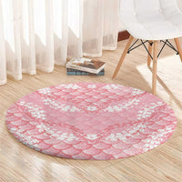Soft Pink Mermaid Puakenikeni Maile Lei Round Carpet LT01 - Polynesian Pride
