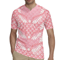 Soft Pink Mermaid Puakenikeni Maile Lei Rugby Jersey LT01 - Polynesian Pride