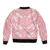 Soft Pink Mermaid Puakenikeni Maile Lei Sleeve Zip Bomber Jacket LT01 - Polynesian Pride