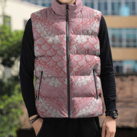 Soft Pink Mermaid Puakenikeni Maile Lei Sleeveless Puffer Jacket LT01 - Polynesian Pride