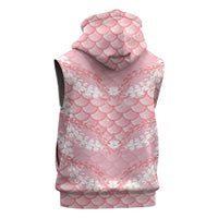 Soft Pink Mermaid Puakenikeni Maile Lei Sleeveless Zip Hoodie LT01 - Polynesian Pride