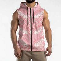 Soft Pink Mermaid Puakenikeni Maile Lei Sleeveless Zip Hoodie LT01 - Polynesian Pride