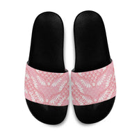 Soft Pink Mermaid Puakenikeni Maile Lei Slide Sandals LT01 Pink - Polynesian Pride
