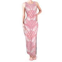 Soft Pink Mermaid Puakenikeni Maile Lei Tank Maxi Dress LT01 Women Pink - Polynesian Pride