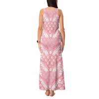 Soft Pink Mermaid Puakenikeni Maile Lei Tank Maxi Dress LT01 - Polynesian Pride