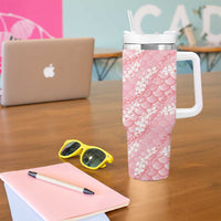 Soft Pink Mermaid Puakenikeni Maile Lei Tumbler With Handle LT01 - Polynesian Pride