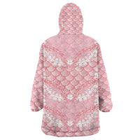 Soft Pink Mermaid Puakenikeni Maile Lei Wearable Blanket Hoodie LT01 - Polynesian Pride