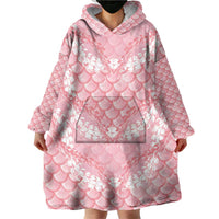 Soft Pink Mermaid Puakenikeni Maile Lei Wearable Blanket Hoodie LT01 - Polynesian Pride