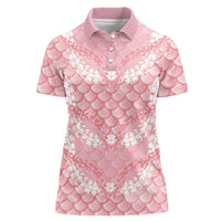 Soft Pink Mermaid Puakenikeni Maile Lei Women Polo Shirt