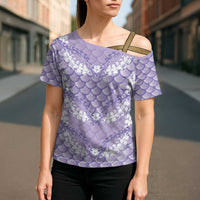 Lilac Mermaid Puakenikeni Maile Lei Cross Shoulder Shirt LT01 - Polynesian Pride