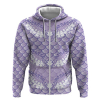 Lilac Mermaid Puakenikeni Maile Lei Hoodie LT01 Zip Hoodie Purple - Polynesian Pride