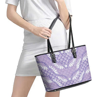 Lilac Mermaid Puakenikeni Maile Lei Leather Tote Bag LT01 - Polynesian Pride