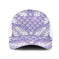 Lilac Mermaid Puakenikeni Maile Lei Mesh Trucker Cap LT01 One Size White Purple - Polynesian Pride