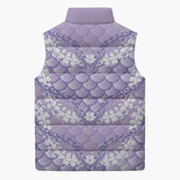 Lilac Mermaid Puakenikeni Maile Lei Sleeveless Puffer Jacket LT01 - Polynesian Pride