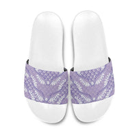 Lilac Mermaid Puakenikeni Maile Lei Slide Sandals LT01 Purple - Polynesian Pride