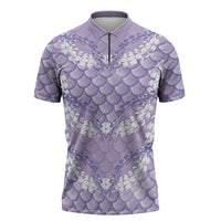 Lilac Mermaid Puakenikeni Maile Lei Zipper Polo Shirt LT01 Purple - Polynesian Pride