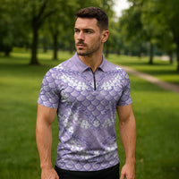 Lilac Mermaid Puakenikeni Maile Lei Zipper Polo Shirt LT01 - Polynesian Pride