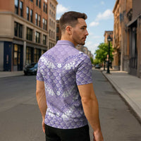 Lilac Mermaid Puakenikeni Maile Lei Zipper Polo Shirt LT01 - Polynesian Pride