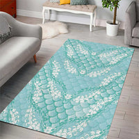 Light Turquoise Mermaid Puakenikeni Maile Lei Area Rug LT01 - Polynesian Pride