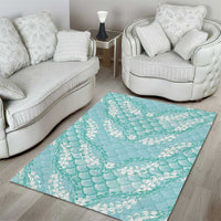 Light Turquoise Mermaid Puakenikeni Maile Lei Area Rug LT01 - Polynesian Pride