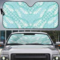 Light Turquoise Mermaid Puakenikeni Maile Lei Auto Sun Shade LT01 Turquoise - Polynesian Pride
