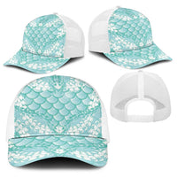 Light Turquoise Mermaid Puakenikeni Maile Lei Baseball Net Cap LT01 - Polynesian Pride