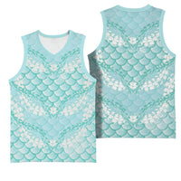 Light Turquoise Mermaid Puakenikeni Maile Lei Basketball Jersey LT01 - Polynesian Pride