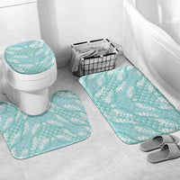 Light Turquoise Mermaid Puakenikeni Maile Lei Bathroom Set LT01 Mat Set Only (3 pcs) One Size Turquoise - Polynesian Pride