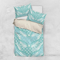 Light Turquoise Mermaid Puakenikeni Maile Lei Bedding Set LT01 US Twin 172cm x 218cm Turquoise - Polynesian Pride