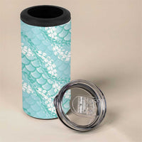Light Turquoise Mermaid Puakenikeni Maile Lei 4 in 1 Can Cooler Tumbler LT01 - Polynesian Pride