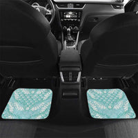 Light Turquoise Mermaid Puakenikeni Maile Lei Car Mats LT01 Set 2pcs - Back Turquoise - Polynesian Pride