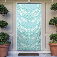 Light Turquoise Mermaid Puakenikeni Maile Lei Door Cover LT01 Turquoise - Polynesian Pride