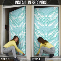 Light Turquoise Mermaid Puakenikeni Maile Lei Door Cover LT01 - Polynesian Pride