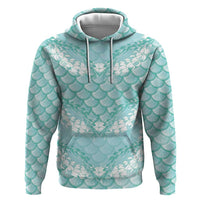 Light Turquoise Mermaid Puakenikeni Maile Lei Hoodie LT01 Pullover Hoodie Turquoise - Polynesian Pride