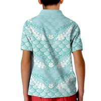 Light Turquoise Mermaid Puakenikeni Maile Lei Kid Polo Shirt LT01 - Polynesian Pride